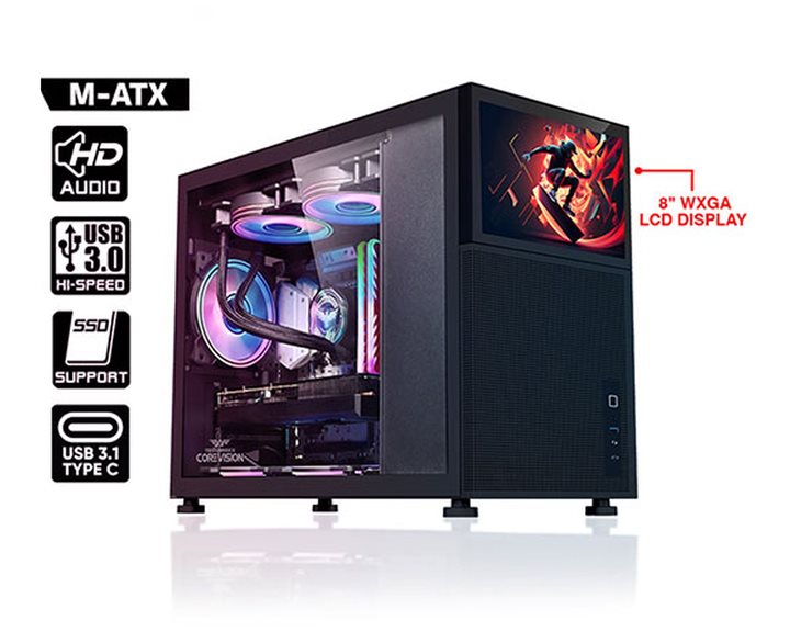 ARMAGGEDDON GAMING PC CASE MATX TESSARAXX COREVISION BLACK
