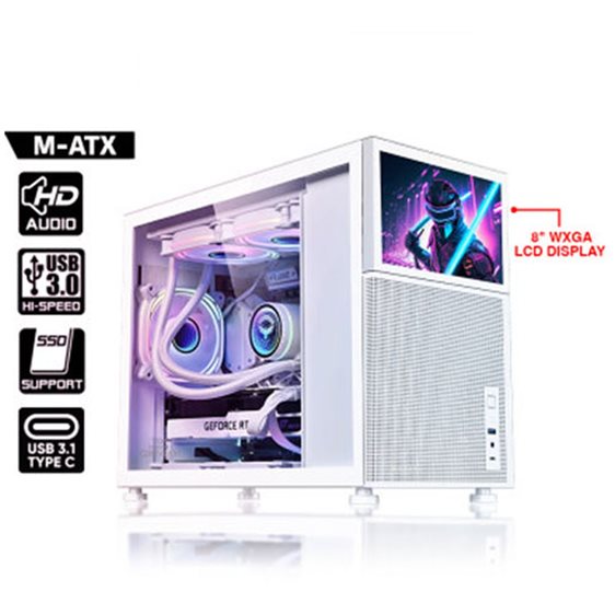 ARMAGGEDDON GAMING PC CASE MATX TESSARAXX COREVISION WHITE