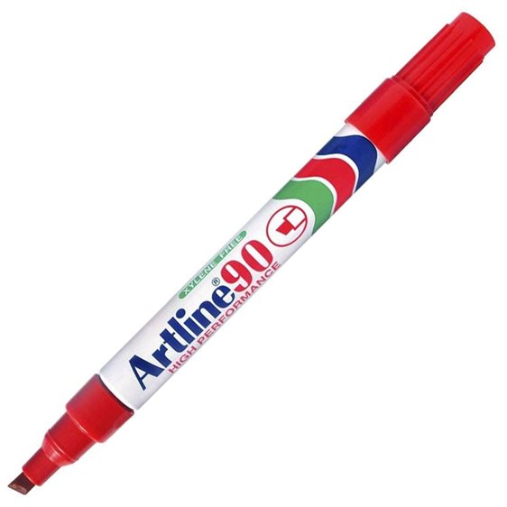 Μαρκαδόρος Artline EK-90 Ανεξίτηλος Πλακέ 2.0-5.0mm Κόκκινο