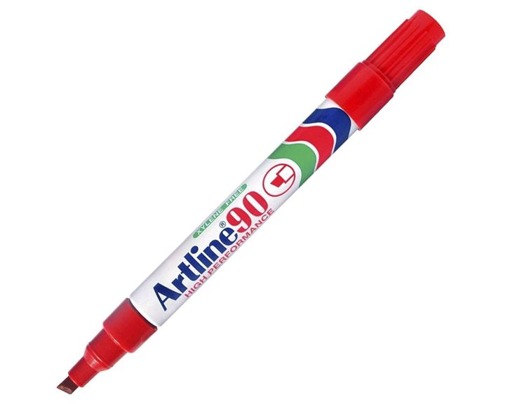 Μαρκαδόρος Artline EK-90 Ανεξίτηλος Πλακέ 2.0-5.0mm Κόκκινο