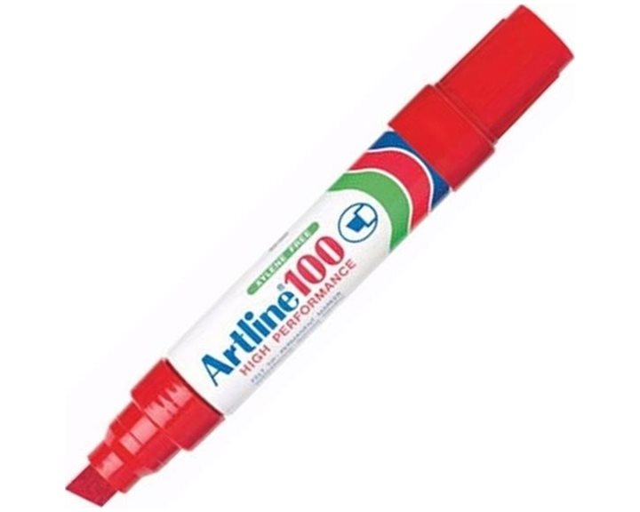 Μαρκαδόρος Artline EK-100 Ανεξίτηλος Πλακέ 7.0-12.0mm Κόκκινο