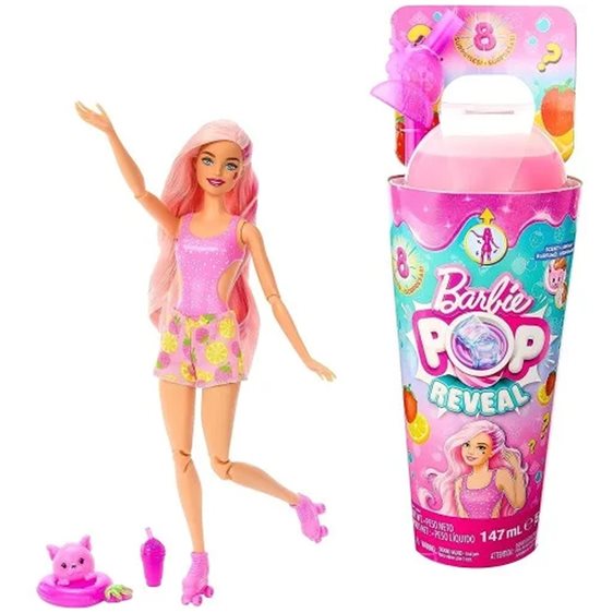 Mattel Barbie Pop Reveal Fruit Series Doll, Φράουλα Λεμόνι Strawberry Lime Με 8 Εκπλήξεις