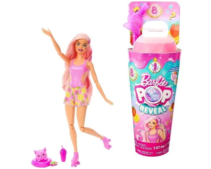 Mattel Barbie Pop Reveal Fruit Series Doll, Φράουλα Λεμόνι Strawberry Lime Με 8 Εκπλήξεις