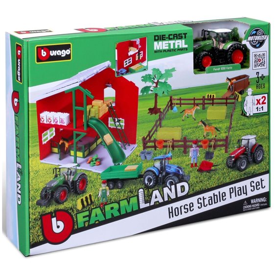 Bburago Farmland Horse Stable with 1 Tractor