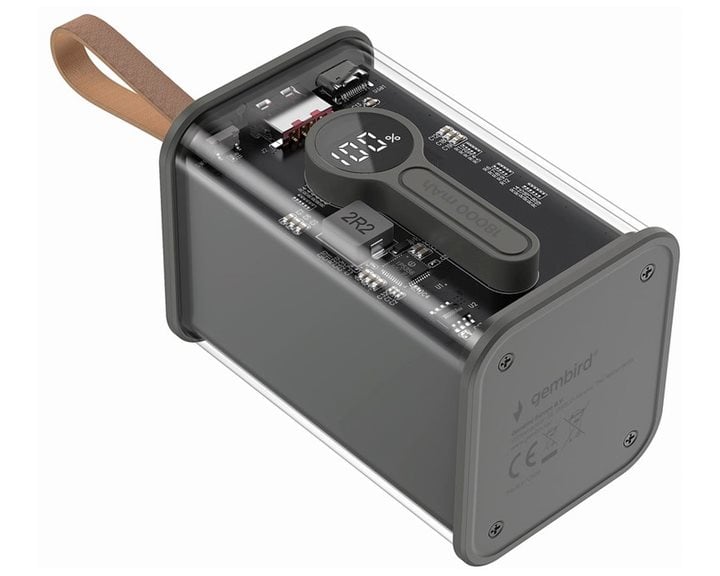 GEMBIRD TRANSPARENT QC3.0 QUICK CHARGING POWER BANK 18000MAH BLACK