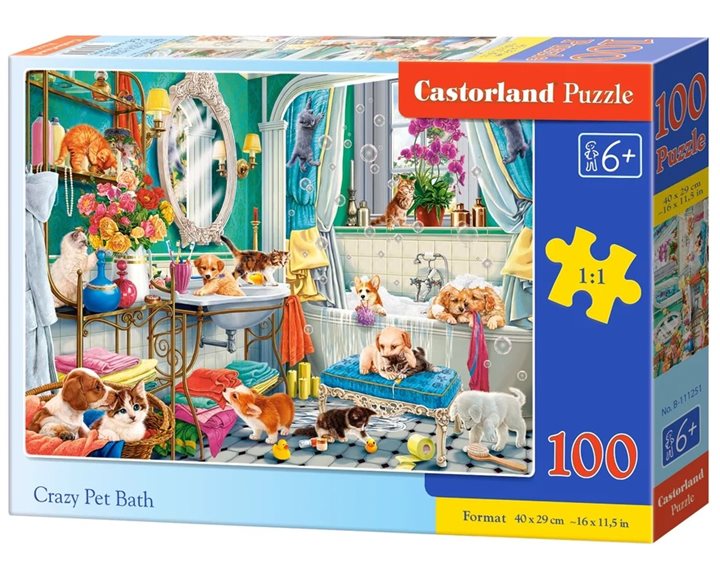 Παζλ Castorland 100 τμχ. CRAZY PET BATH B-111251