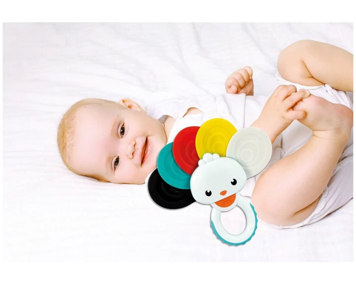 Clementoni Baby As Company Βρεφικό Παιχνίδι Οδοντοφυΐας-Κουδουνίστρα Παγώνι Για 3+ Μηνών