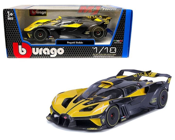 Αυτοκίνητο Μεταλλικό Burago Bugatti Bolide Yellow 1/18