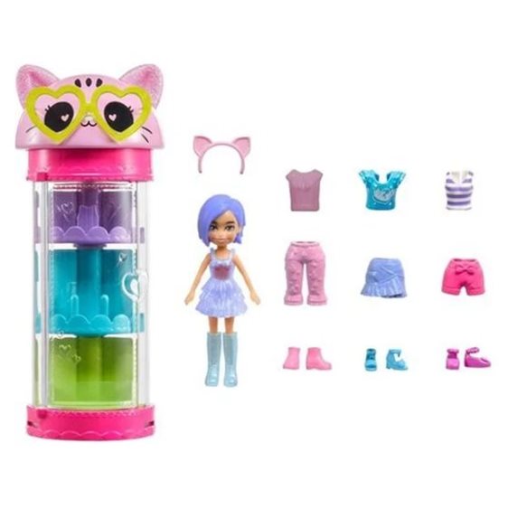 Mattel Polly - Κουκλα Με Μοδες Σε Κυλινδρο Cat HKW04 / HKW07