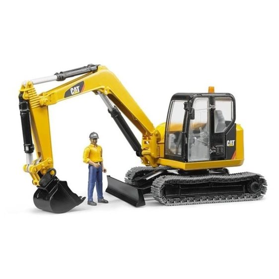Bruder Εκσκαφέας CAT Mini Με Ερπύστριες Και Εργάτη 1:16 02466