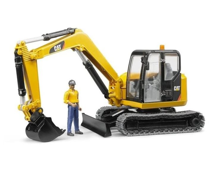 Bruder Εκσκαφέας CAT Mini Με Ερπύστριες Και Εργάτη 1:16 02466