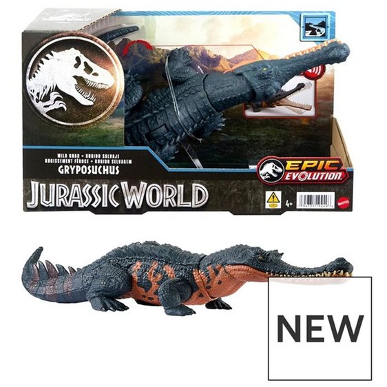 Mattel Jurassic World Wild Roar Megalosaurus & Gryposuchus Epic Evolution