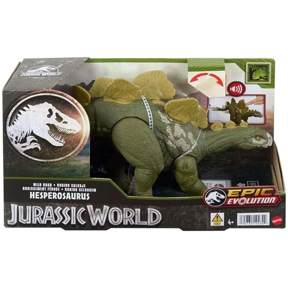 Mattel Jurassic World Wild Roar Hesperosaurus Dinosaur Figure with Continuing Roar
