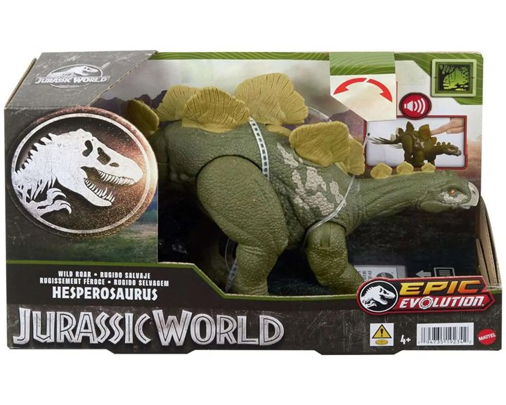 Mattel Jurassic World Wild Roar Hesperosaurus Dinosaur Figure with Continuing Roar