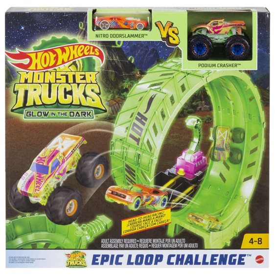 Mattel Hot Wheels Monster Trucks Πιστα Σουπερ Λουπ Glow-In-The Dark