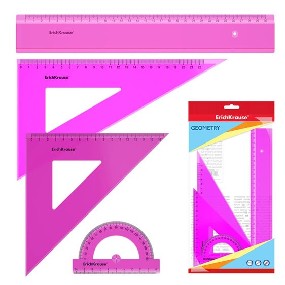 Γεωμετρικό Σετ ErichKrause Neon 30cm Ροζ 53018