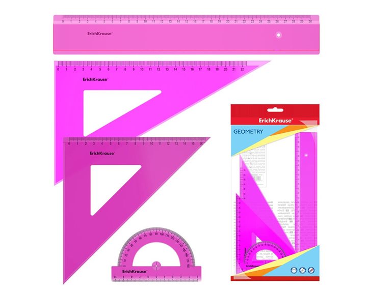 Γεωμετρικό Σετ ErichKrause Neon 30cm Ροζ 53018