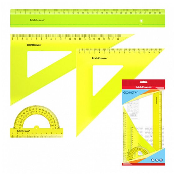 Γεωμετρικό Σετ ErichKrause Neon 30cm Yellow 49572