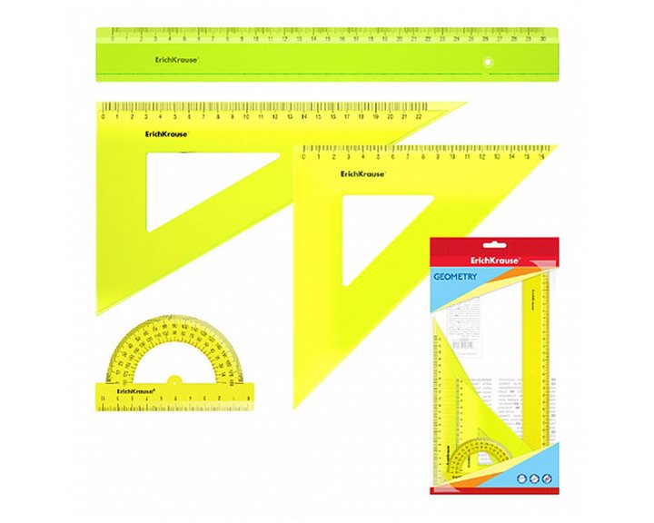 Γεωμετρικό Σετ ErichKrause Neon 30cm Yellow 49572