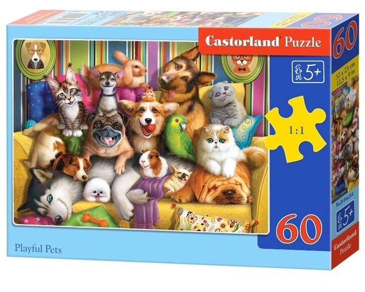 Παζλ Castorland 60 τμχ.Playful Pets 32x23cm B-066254