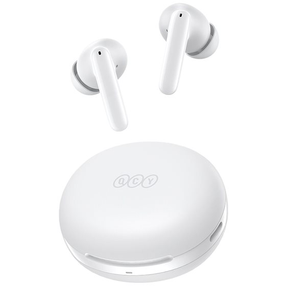 QCY T13 ANC 2 White - TWS 28dB Active Noise Canceling 10mm Drivers, BT 5.3 30 Hours True Wireless