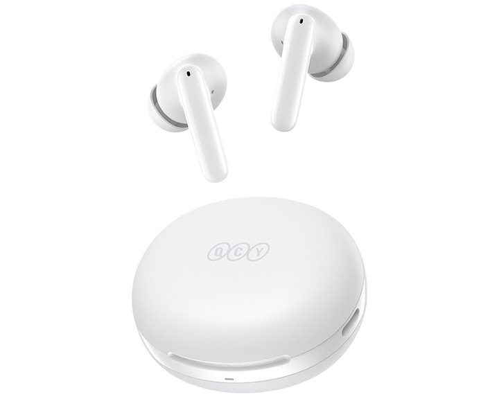 QCY T13 ANC 2 White - TWS 28dB Active Noise Canceling 10mm Drivers, BT 5.3 30 Hours True Wireless