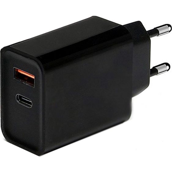 LAMTECH QUICK CHARGER 18W QC3.0 AND TYPE-C OUTPUT BLACK