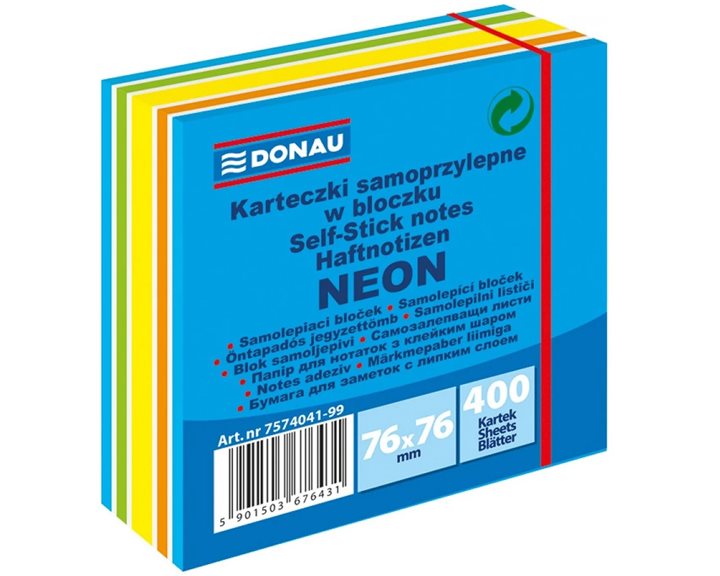 Κύβος Αυτοκόλητος Donau Neon Μπλε 76x76mm 6χρωμ. 400φ.7574041-99