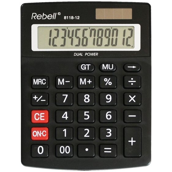 Αριθμομηχανή Rebell 8118-12 137x104x23 12 ψηφίων Dual Μαύρο