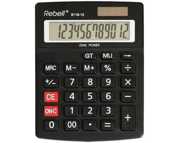 Αριθμομηχανή Rebell 8118-12 137x104x23 12 ψηφίων Dual Μαύρο