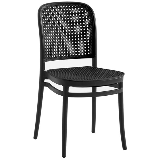 FLORENCE Καρέκλα PP Μαύρο, PP Rattan Μαύρο, Στοιβαζόμενη Ε387,3