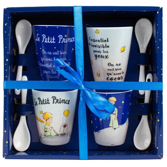 Enesco Σετ 4 Κούπες με Κουταλάκια Le Petit Prince Nuit Et Planete