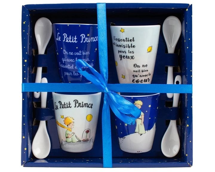 Enesco Σετ 4 Κούπες με Κουταλάκια Le Petit Prince Nuit Et Planete
