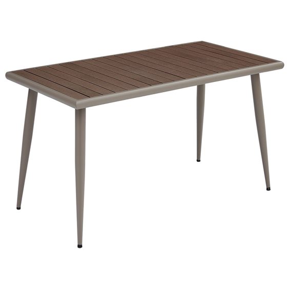 SERRANO Τραπέζι Κήπου-Βεράντας Μέταλλο Βαφή Sand Beige, Polywood Καρυδί Ε6891,1