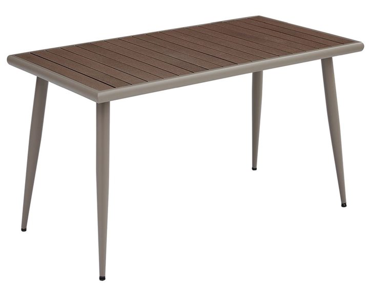 SERRANO Τραπέζι Κήπου-Βεράντας Μέταλλο Βαφή Sand Beige, Polywood Καρυδί Ε6891,1