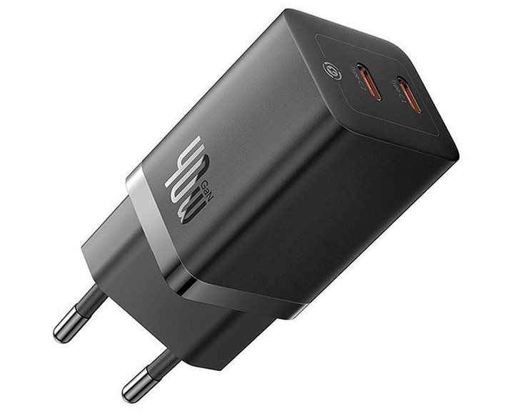 Baseus Wall Charger GaN5 40W, 2x USB C Black) (CCGP180101) (BASCCGP180101)