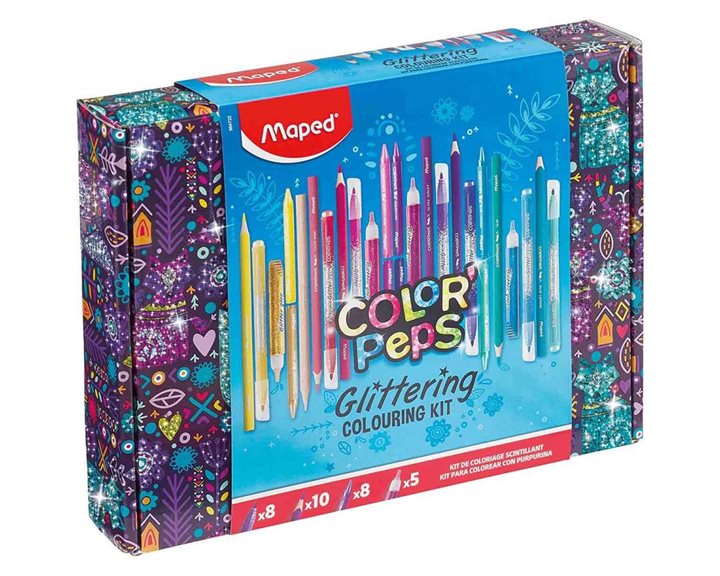 Μαρκαδόροι Maped Glitter Peps Set+Ξυλομπογιές 31 Τμχ