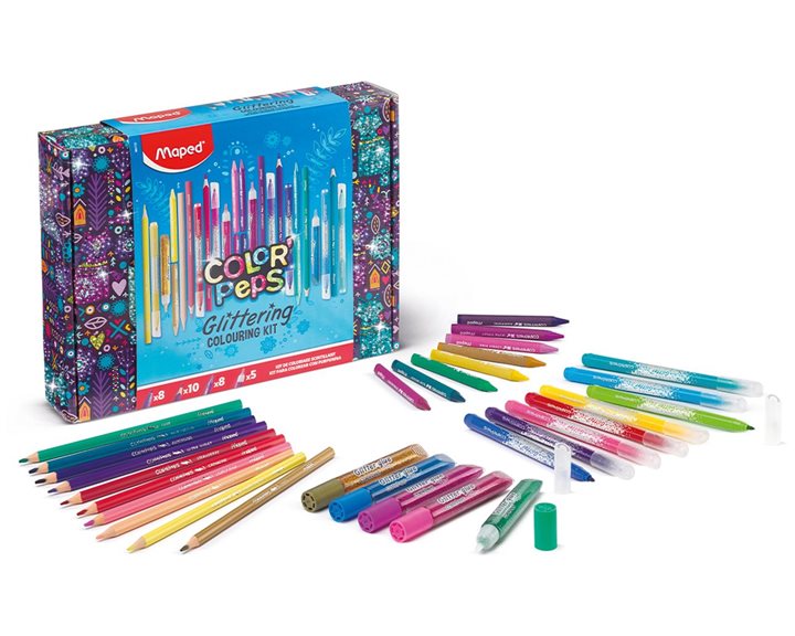 Μαρκαδόροι Maped Glitter Peps Set+Ξυλομπογιές 31 Τμχ