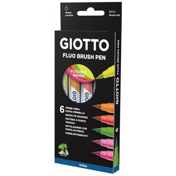 Μαρκαδόρος Πινέλο Giotto Turbo Soft Fluo  6τμχ.