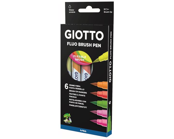 Μαρκαδόρος Πινέλο Giotto Turbo Soft Fluo  6τμχ.