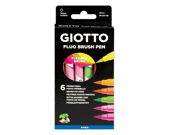 Μαρκαδόρος Πινέλο Giotto Turbo Soft Fluo  6τμχ.