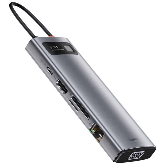 Baseus Gleam USB-C Docking Station με HDMI 4K PD Ethernet και συνδεση 2 Οθονών Γκρι (CAHUB-CU0G) (BASCAHUB-CU0G)