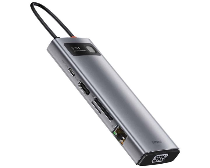 Baseus Gleam USB-C Docking Station με HDMI 4K PD Ethernet και συνδεση 2 Οθονών Γκρι (CAHUB-CU0G) (BASCAHUB-CU0G)