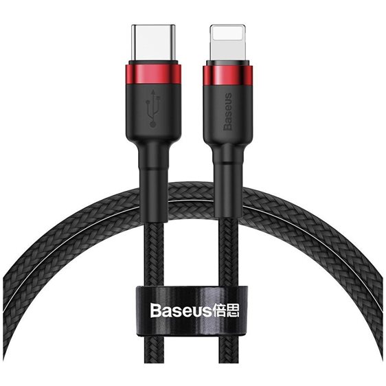 Baseus Cafule Lightning Braided USB-C to Lightning Cable 18W Κόκκινο 1m  (CATLKLF-91) (BASCATLKLF-91)