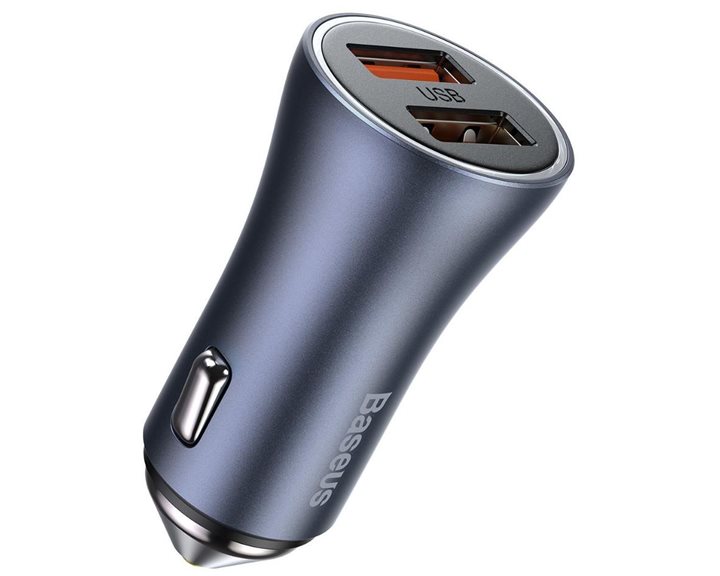 Baseus Golden Contactor Pro Car Charger, 2x USB, 40w + Cable USB To USB-C 1m Gray (TZCCJD-A0G) (BASTZCCJD-A0G)
