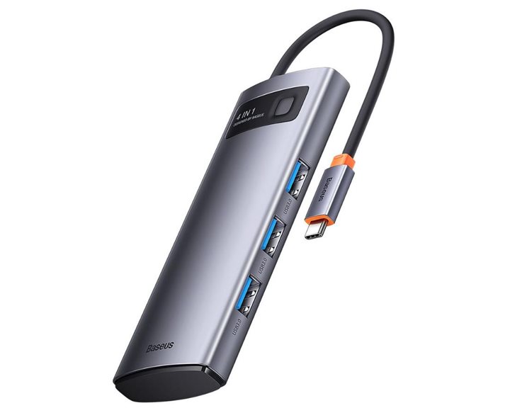 Baseus Hub 4in1 Metal Gleam Series, USB-C to 4x USB 3.0 (WKWG070013) (BASWKWG070013)