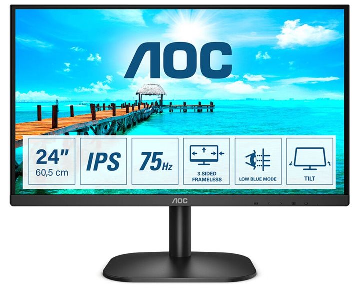 AOC B2 24B2XD LED display 60.5 cm (23.8") 1920 x 1080 pixels Full HD Black 24B2XD