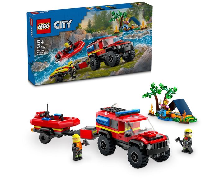 Lego City Πυροσβεστικό Όχημα 4x4 Με Φουσκωτό Διάσωσης 60412