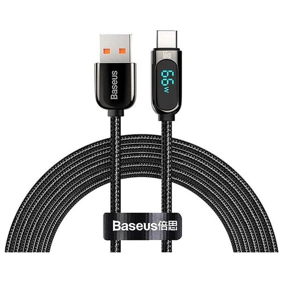 Baseus Display Braided USB 2.0 Cable USB-C male - USB-A male Μαύρο 2m  (CASX020101) (BASCASX020101)