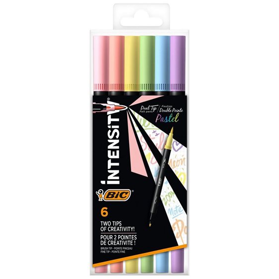 BIC Μαρκαδόροι Ζωγραφικής Intensity Dual Pastel 6 Τεμ.